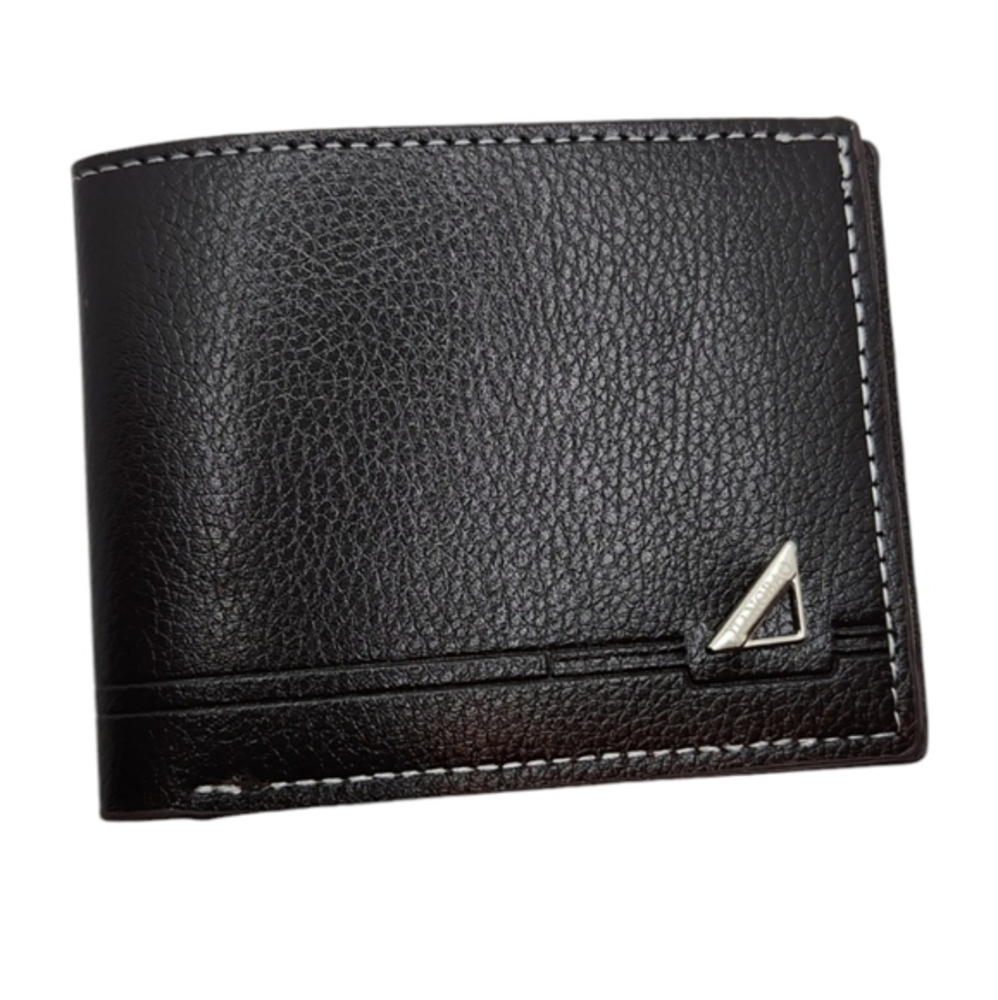 Mens dark brown faux leather‎ large capacity wallet